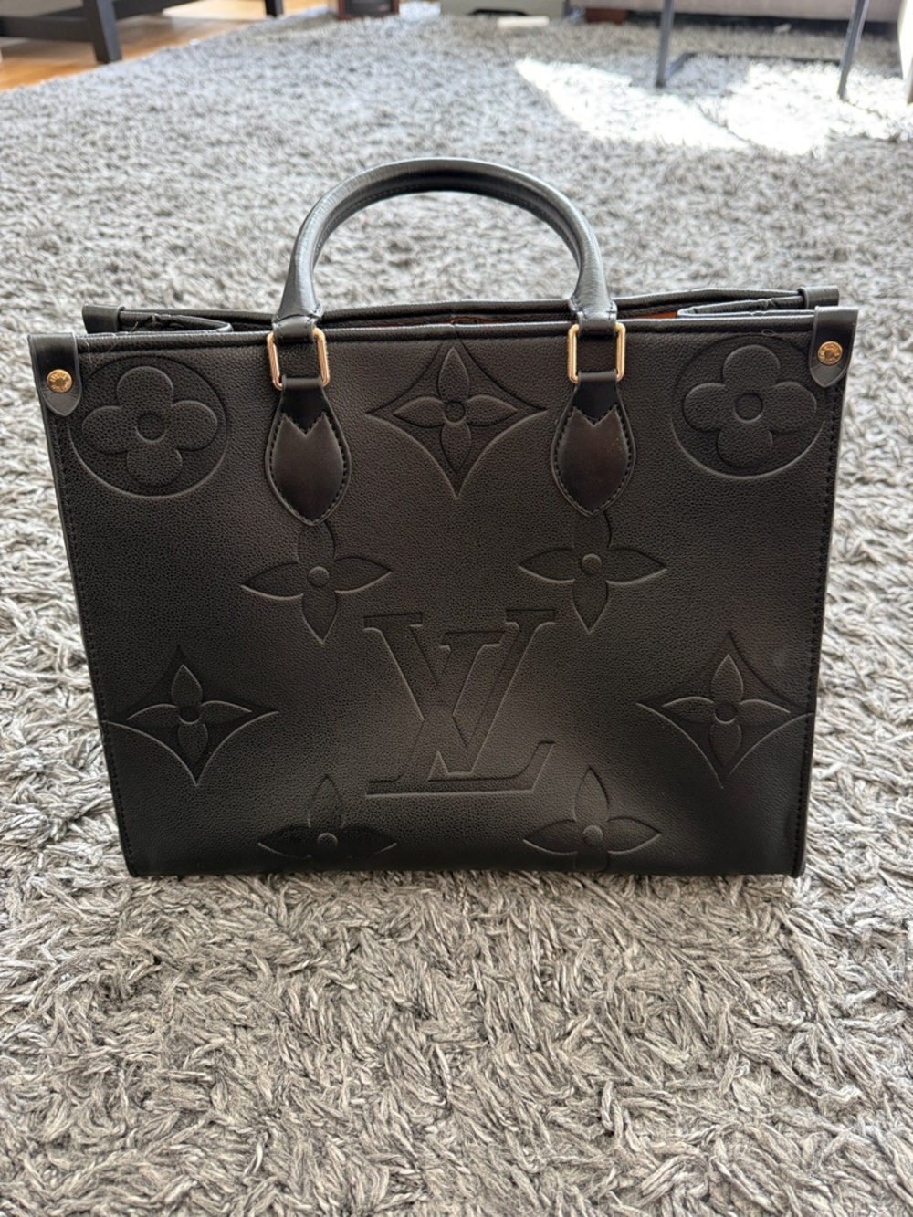 Black Embossed Monogram Tote